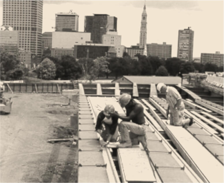 Construction workers working on infrastructure